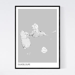 Guadeloupe Island Map Print