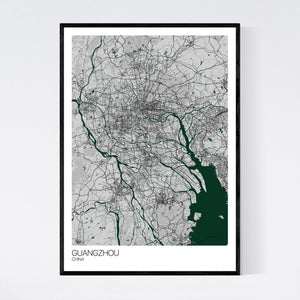 Guangzhou City Map Print