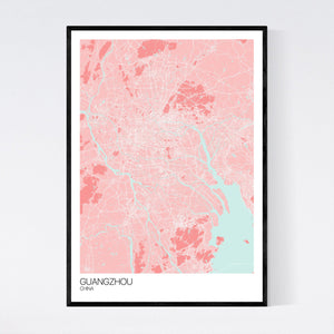Guangzhou City Map Print