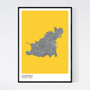 Guernsey Island Map Print
