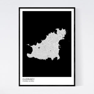 Guernsey Island Map Print