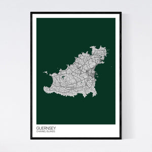 Guernsey Island Map Print