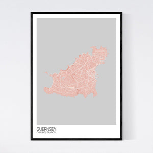 Guernsey Island Map Print