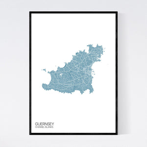 Guernsey Island Map Print