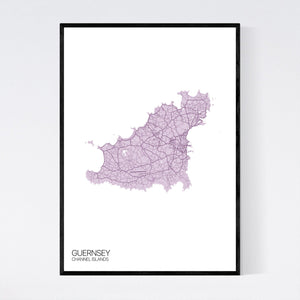Guernsey Island Map Print