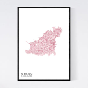 Guernsey Island Map Print