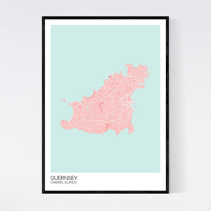 Guernsey Island Map Print