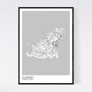 Guernsey Island Map Print