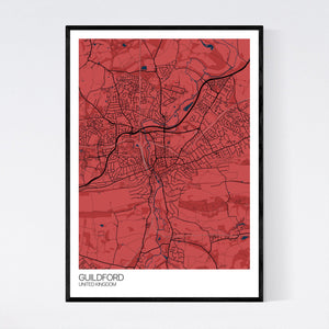 Guildford City Map Print