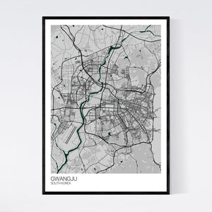 Gwangju City Map Print