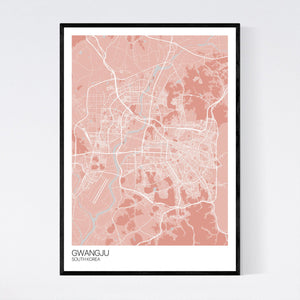 Gwangju City Map Print