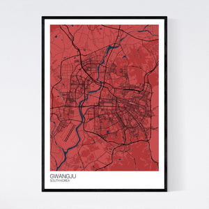 Gwangju City Map Print