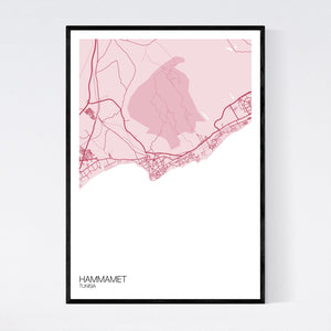 Map of Hammamet, Tunisia
