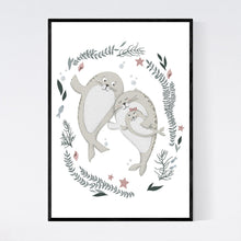 Load image into Gallery viewer, Happy Family of Seals Print