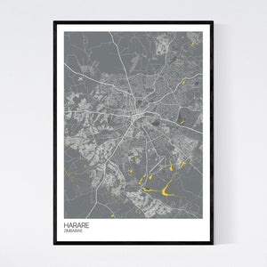 Harare City Map Print