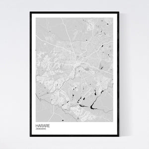 Harare City Map Print