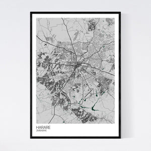 Harare City Map Print