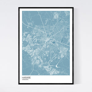 Harare City Map Print
