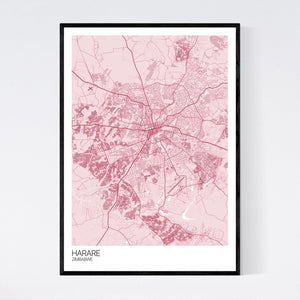 Harare City Map Print