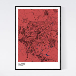 Harare City Map Print