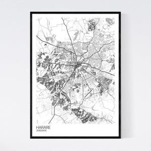 Harare City Map Print