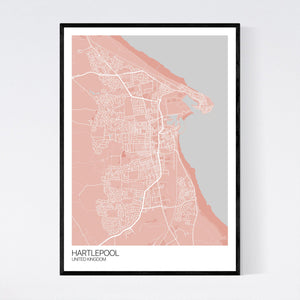 Hartlepool City Map Print