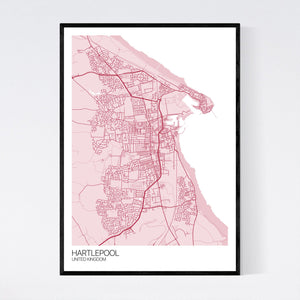 Hartlepool City Map Print