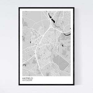 Hatfield Town Map Print