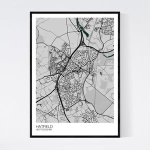 Hatfield Town Map Print