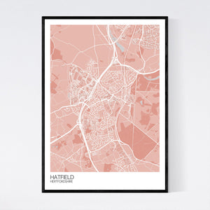 Hatfield Town Map Print