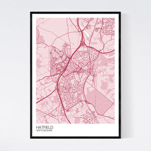 Hatfield Town Map Print