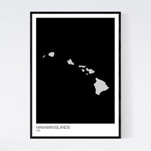 Hawaiian Islands Island Map Print