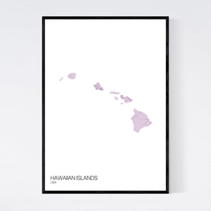 Hawaiian Islands Island Map Print