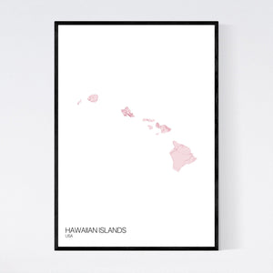 Hawaiian Islands Island Map Print
