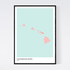 Hawaiian Islands Island Map Print