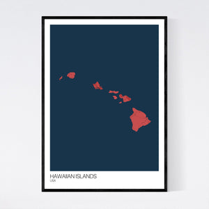 Hawaiian Islands Island Map Print