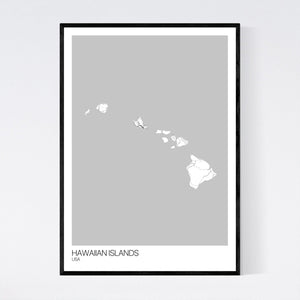 Hawaiian Islands Island Map Print