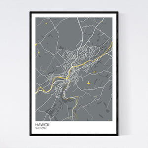 Hawick Town Map Print