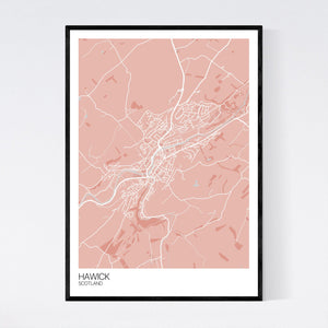 Hawick Town Map Print