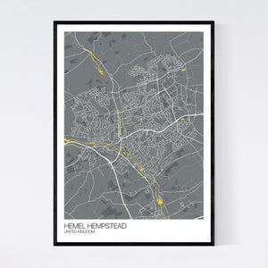 Hemel Hempstead City Map Print