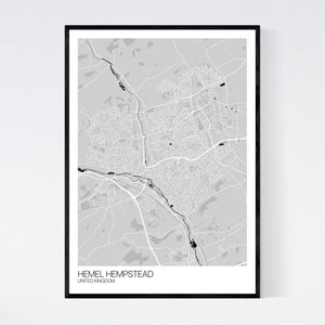 Hemel Hempstead City Map Print