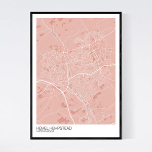 Hemel Hempstead City Map Print
