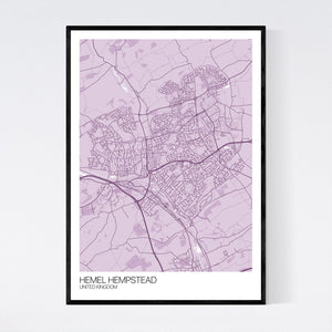 Hemel Hempstead City Map Print