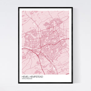 Hemel Hempstead City Map Print
