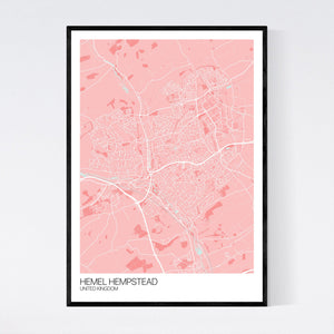 Hemel Hempstead City Map Print