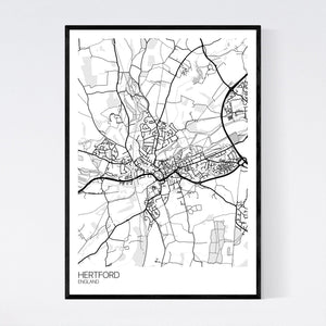 Hertford Town Map Print