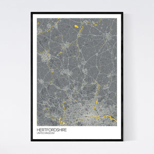Hertfordshire Region Map Print