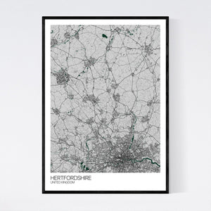 Hertfordshire Region Map Print