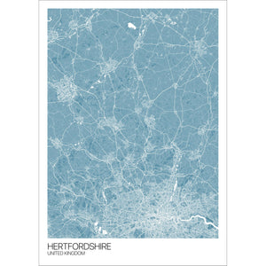 Map of Hertfordshire, United Kingdom