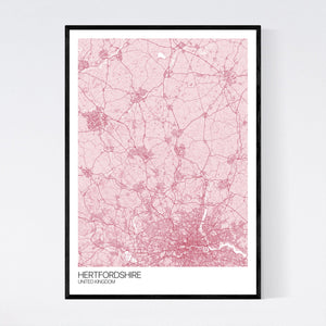 Hertfordshire Region Map Print